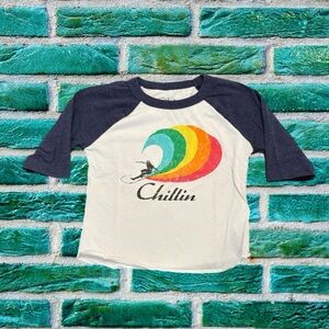 Chillin' Kids Raglan Shirt - White and Blue Size 4 / 4T from Chaser